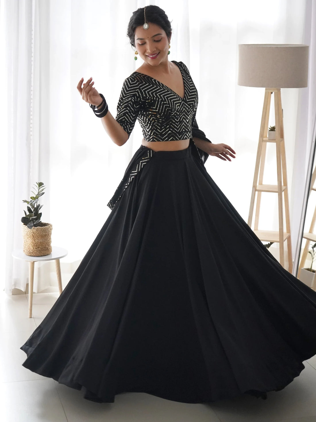 Gorgeous Black Georgette Festival Wear Lehenga Choli With Dupatta - Zeel Clothing