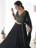 Gorgeous Black Georgette Festival Wear Lehenga Choli With Dupatta - Zeel Clothing