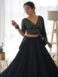 Gorgeous Black Georgette Festival Wear Lehenga Choli With Dupatta - Zeel Clothing
