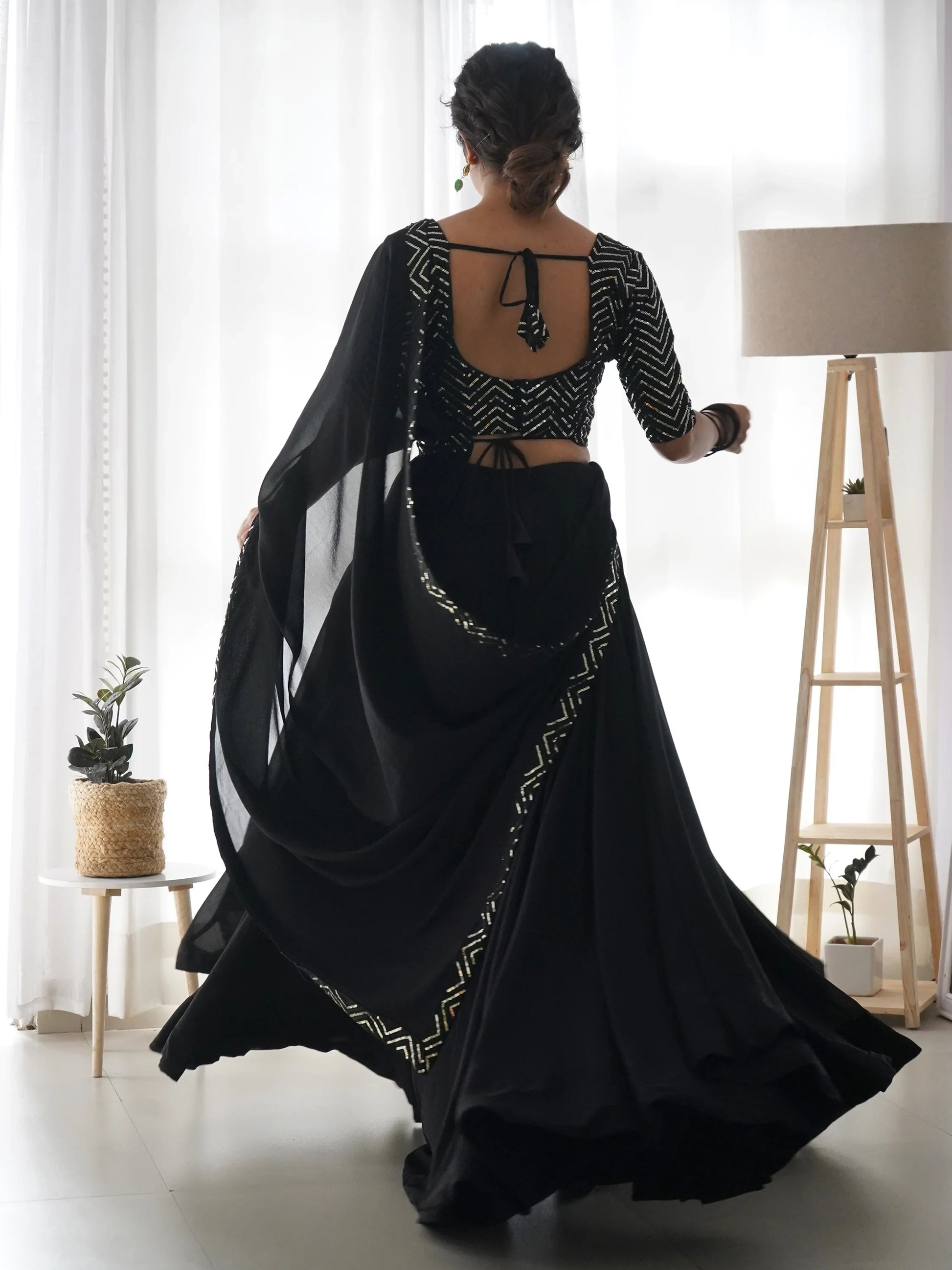 Gorgeous Black Georgette Festival Wear Lehenga Choli With Dupatta - Zeel Clothing