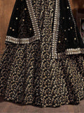 Gorgeous Black Sequins Raw Silk Reception Wear Lehenga Choli - Zeel Clothing