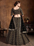 Gorgeous Black Sequins Raw Silk Reception Wear Lehenga Choli - Zeel Clothing