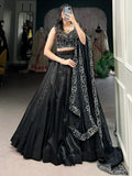 Gorgeous Black Sequins Satin Silk Party Wear Lehenga Choli With Dupatta - Zeel Clothing