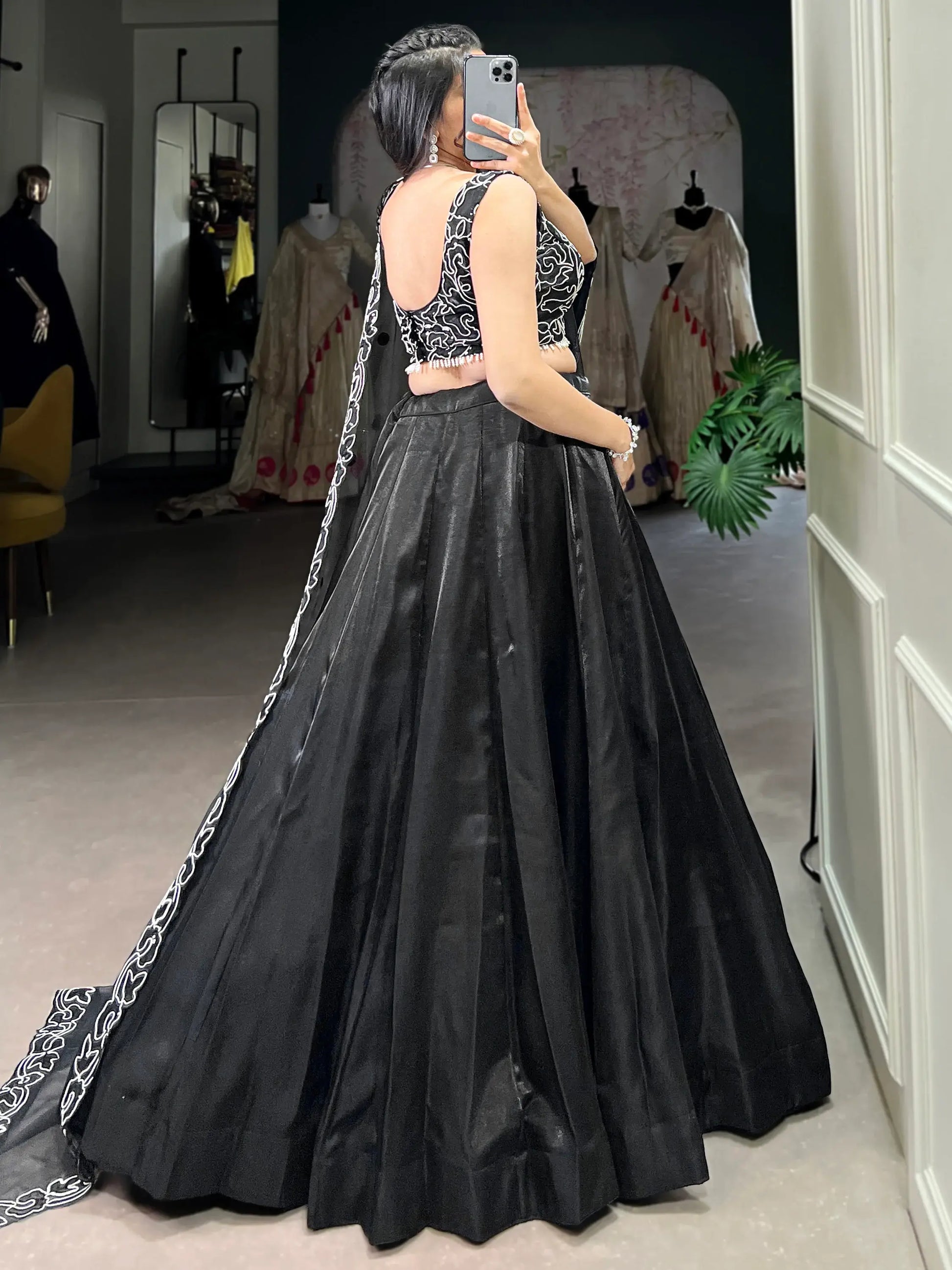 Gorgeous Black Sequins Satin Silk Party Wear Lehenga Choli With Dupatta - Zeel Clothing