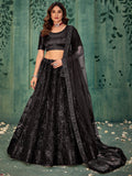 Gorgeous Black Thread Work Net Party Wear Lehenga Choli With Dupatta - Zeel Clothing