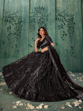Gorgeous Black Thread Work Net Party Wear Lehenga Choli With Dupatta - Zeel Clothing