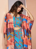 Gorgeous Blue Printed Muslin Silk Party Wear Co-Ord Set With Shrug - Zeel Clothing