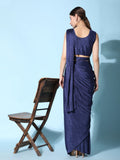 Gorgeous Blue Satin Ready To Wear Designer Saree With Blouse - Zeel Clothing