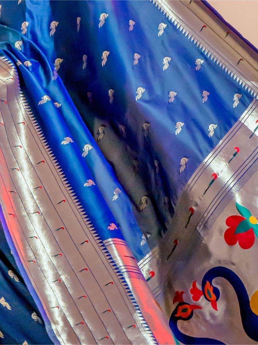 Gorgeous Blue Woven Paithani Silk Reception Wear Saree With Blouse - Zeel Clothing
