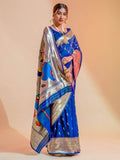 Gorgeous Blue Woven Paithani Silk Reception Wear Saree With Blouse - Zeel Clothing