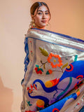 Gorgeous Blue Woven Paithani Silk Reception Wear Saree With Blouse - Zeel Clothing