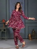 Gorgeous Burgundy Digital Printed Rayon Top Palazzo Co-Ord Set - Zeel Clothing