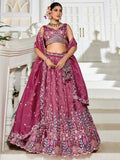 Gorgeous Burgundy Sequins Work Bridesmaids Lehenga Choli With Dupatta - Zeel Clothing