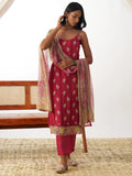 Gorgeous Coral Red Thread Embroidery Organza Festival Wear Pant Suit - Zeel Clothing