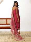 Gorgeous Coral Red Thread Embroidery Organza Festival Wear Pant Suit - Zeel Clothing