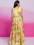 Gorgeous Cream Floral Printed Organza Silk Party Wear Gown - Zeel Clothing