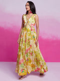 Gorgeous Cream Floral Printed Organza Silk Party Wear Gown - Zeel Clothing