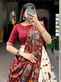 Gorgeous Cream kalamkari Printed Silk Navratri Wear Lehenga Choli - Zeel Clothing