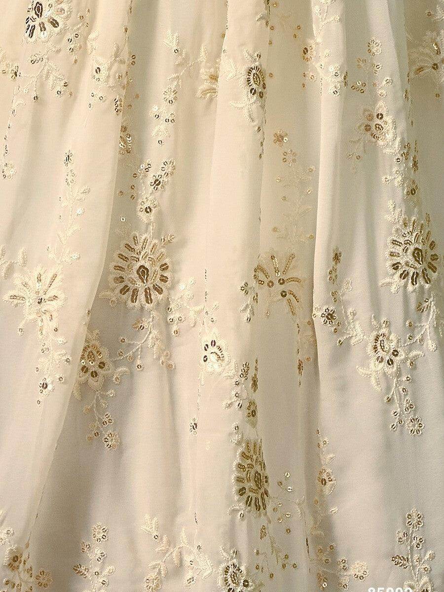 Gorgeous Cream Sequins Georgette Designer Lehenga Choli With Dupatta - Zeel Clothing