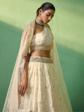 Gorgeous Cream Sequins Georgette Designer Lehenga Choli With Dupatta - Zeel Clothing