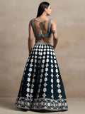 Gorgeous Dark Green Thread Work Georgette Wedding Lehenga Choli With Dupatta