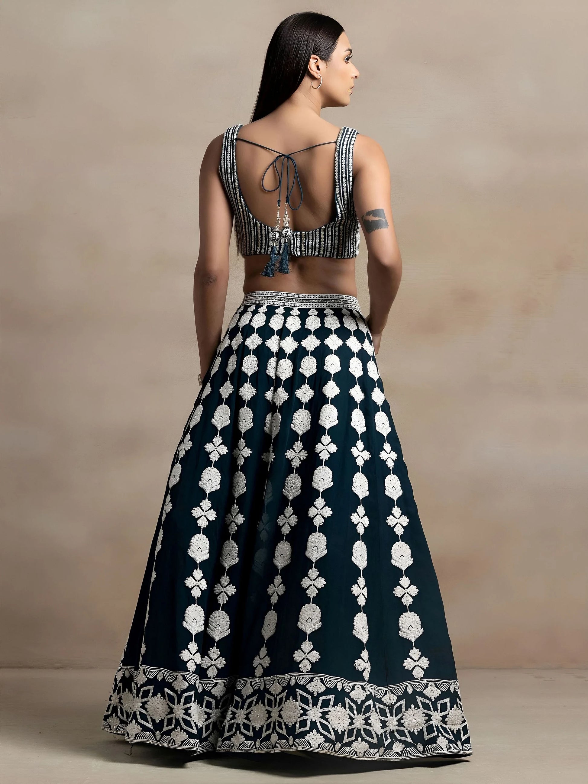 Gorgeous Dark Green Thread Work Georgette Wedding Lehenga Choli With Dupatta