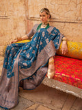 Gorgeous Dusty Blue Zari Weaving Georgette Event Wear Saree - Zeel Clothing