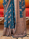 Gorgeous Dusty Blue Zari Weaving Georgette Event Wear Saree - Zeel Clothing