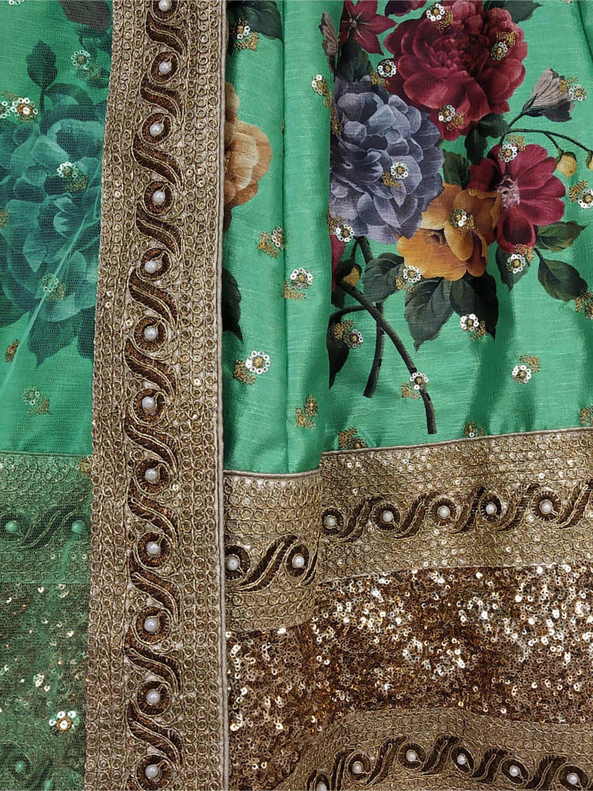 Gorgeous Green Colored Partywear Designer Embroidered Lehenga Choli - Zeel Clothing