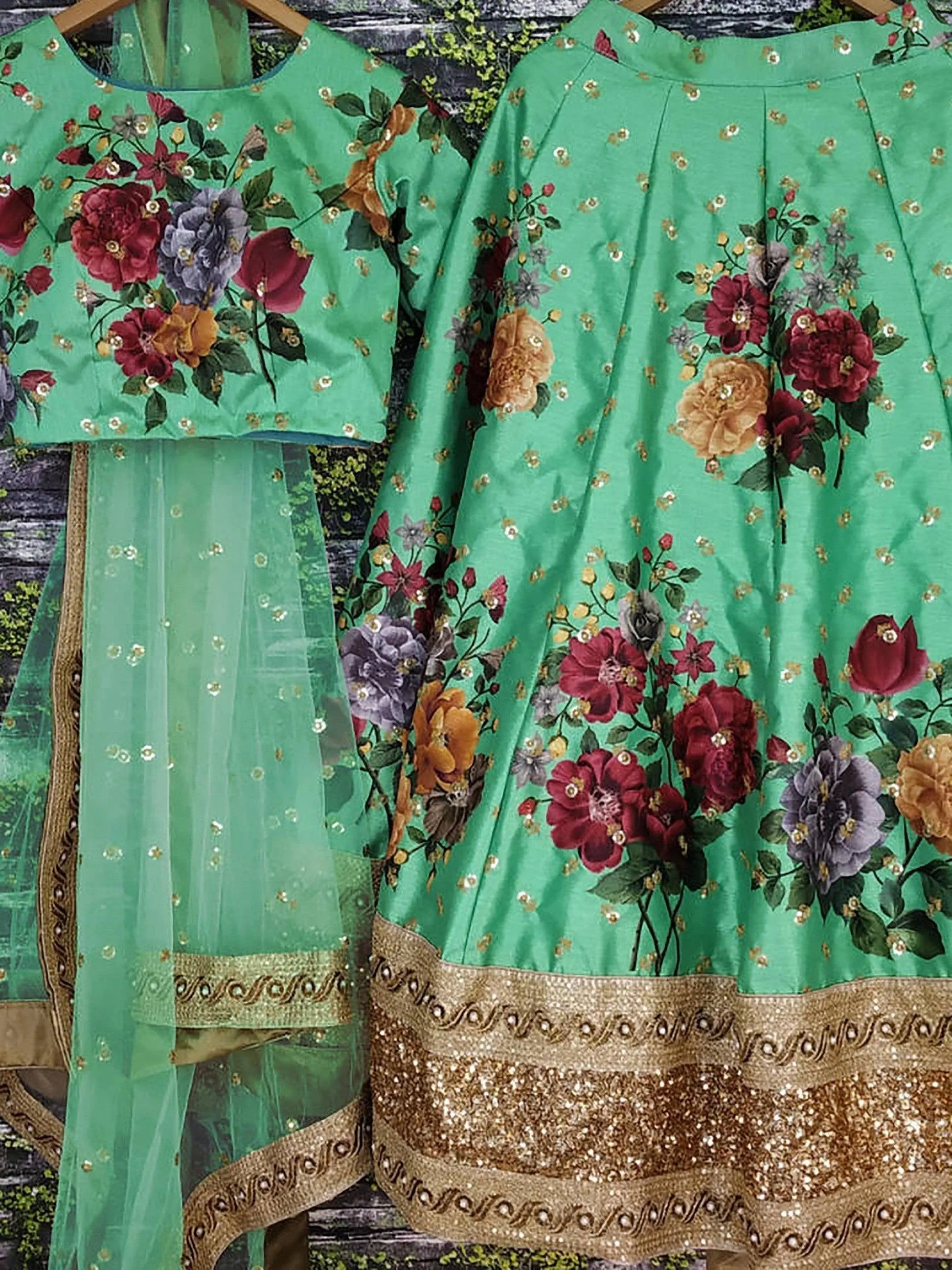 Gorgeous Green Colored Partywear Designer Embroidered Lehenga Choli - Zeel Clothing