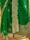 Gorgeous Green Foil Printed Georgette Mehendi Wear Saree With Blouse - Zeel Clothing