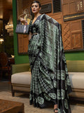 Gorgeous Green Printed Satin Silk Party Wear Saree With Blouse - Zeel Clothing