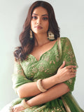 Gorgeous Green Sequins Net Mehendi Wear Lehenga Choli With Dupatta - Zeel Clothing