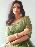 Gorgeous Green Sequins Net Mehendi Wear Lehenga Choli With Dupatta - Zeel Clothing