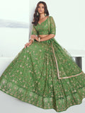 Gorgeous Green Sequins Net Mehendi Wear Lehenga Choli With Dupatta - Zeel Clothing