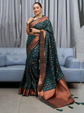 Gorgeous Green Woven Soft Silk Wedding Wear Saree With Blouse - Zeel Clothing