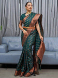 Gorgeous Green Woven Soft Silk Wedding Wear Saree With Blouse - Zeel Clothing