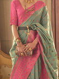 Gorgeous Green Zari Woven Silk Event Wear Saree With Blouse - Zeel Clothing