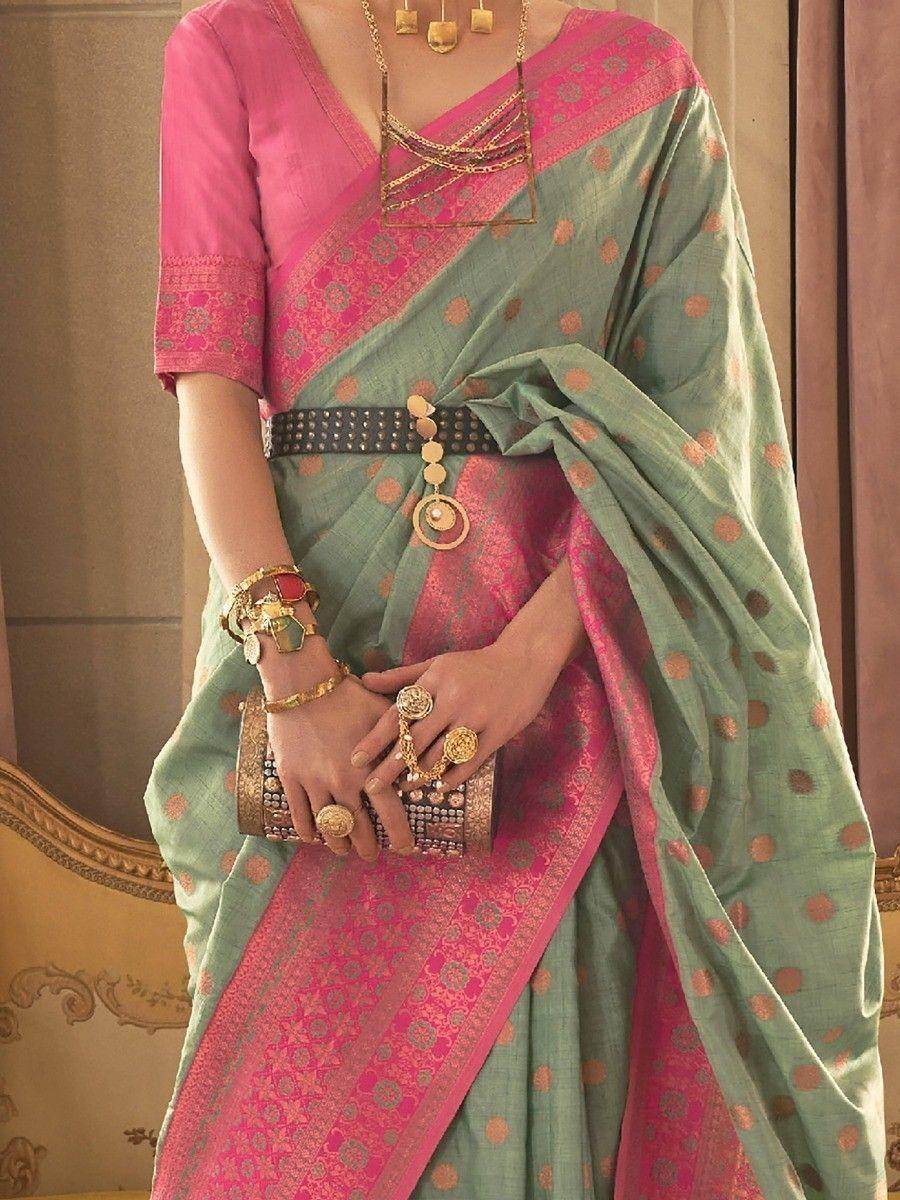 Gorgeous Green Zari Woven Silk Event Wear Saree With Blouse - Zeel Clothing
