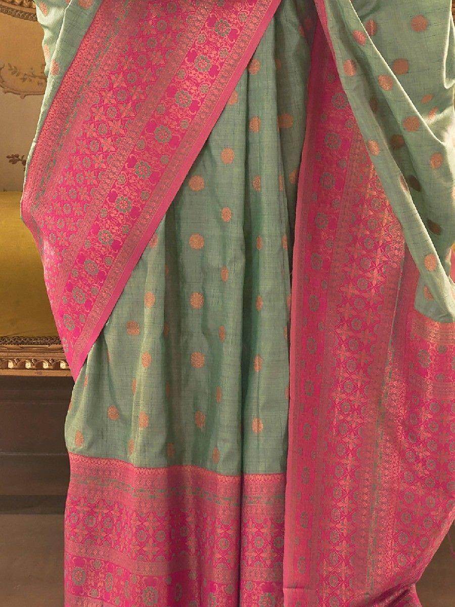 Gorgeous Green Zari Woven Silk Event Wear Saree With Blouse - Zeel Clothing