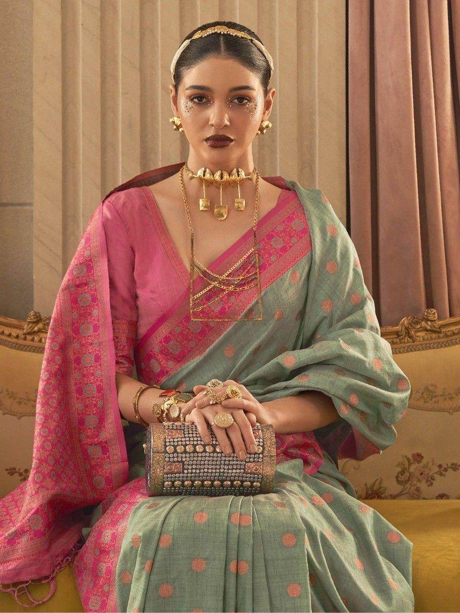 Gorgeous Green Zari Woven Silk Event Wear Saree With Blouse - Zeel Clothing