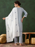 Gorgeous Grey Embroidered Rayon Event Wear Pant Suit With Dupatta - Zeel Clothing