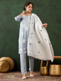 Gorgeous Grey Embroidered Rayon Event Wear Pant Suit With Dupatta - Zeel Clothing