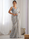 Gorgeous Grey Sequins Georgette Party Wear Saree With Blouse - Zeel Clothing