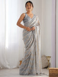 Gorgeous Grey Sequins Georgette Party Wear Saree With Blouse - Zeel Clothing