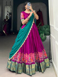 Gorgeous Hot Pink Thread Work Cotton Festive Wear Half Saree Lehenga - Zeel Clothing