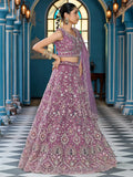 Gorgeous Lavender Sequins Net Engagement Wear Lehenga With Blouse