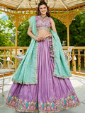 Gorgeous Lavender Sequins Satin Engagement Wear Lehenga Choli - Zeel Clothing