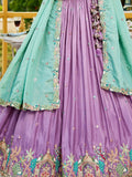 Gorgeous Lavender Sequins Satin Engagement Wear Lehenga Choli - Zeel Clothing