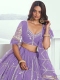 Gorgeous Lavender Thread Work Wedding Wear Lehenga Choli With Dupatta - Zeel Clothing